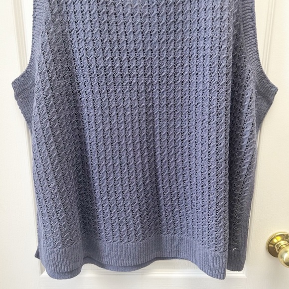 Penningtons Sleeveless Crochet Cotton Sweater Tank with Ribbed Bands Blue 4X NWT - Picture 9 of 16